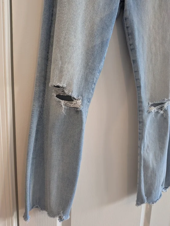 Mother The Hustler Ankle Chew Petal Pucker Jeans Light Wash Blue Denim Size 29 - Picture 6 of 15